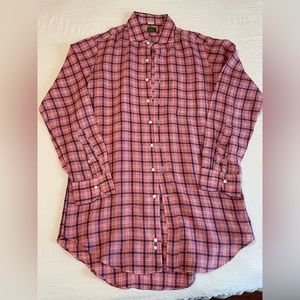 Sid Mashburn Plaid Linen Shirt, Size Medium Slim